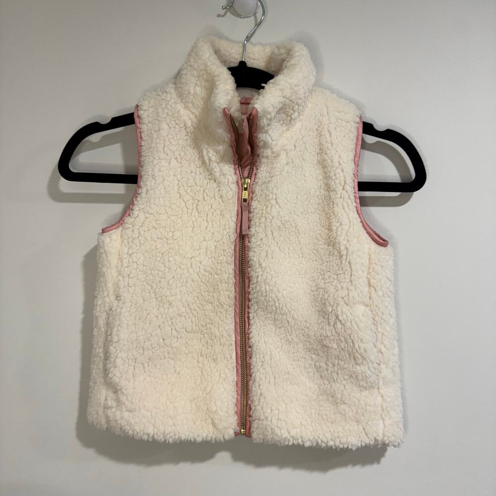 Crewcuts Girls Sherpa Vest Pink Cream Warm Cozy Kids Size XS/5-6 J.Crew